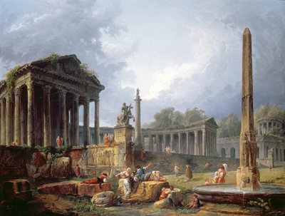Architectural Capriccio with Obelisk, 1768 by Hubert Robert